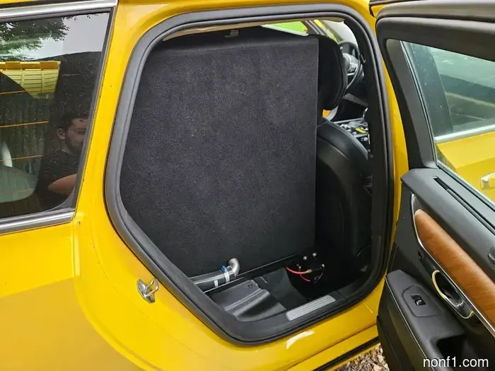 The strangest feature of this Volvo V90 isn't the color; it's located in the trunk.