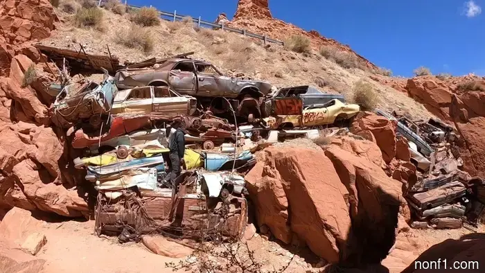 How a Bunch of Classic Cars Came to Be Piled Up Like Firewood in a Canyon in Utah