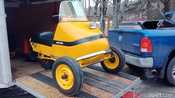 These snowmobile conversion kits from the 1970s transformed sleds into tricycles.