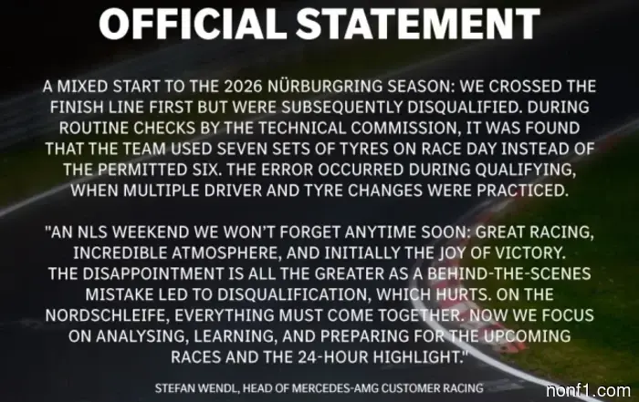 Verstappen's crew was stripped of victory in the NLS2 race.