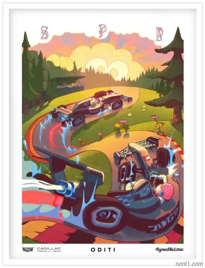 En Cadillac presentaron un cartel dedicado a la carrera en Spa.