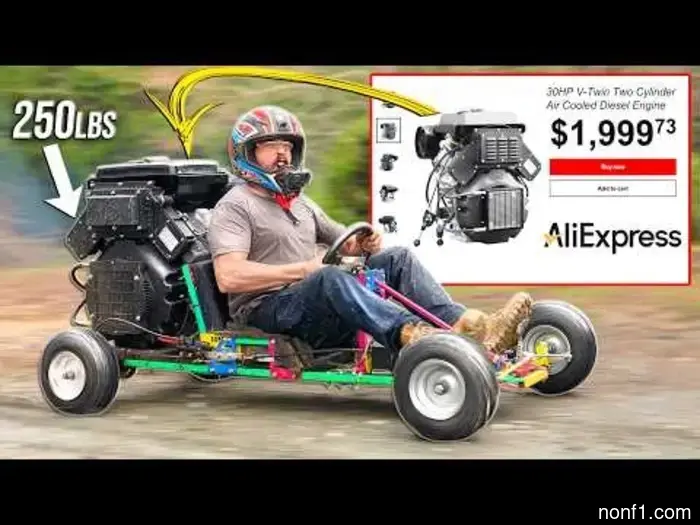 A Massive Chinese Diesel V-Twin Serves as an Impressive Go-Kart Engine.