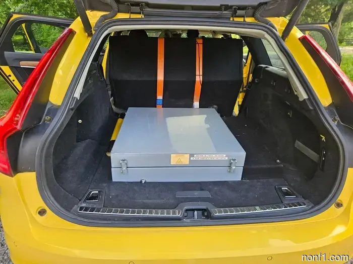 The strangest feature of this Volvo V90 isn't the color; it's located in the trunk.