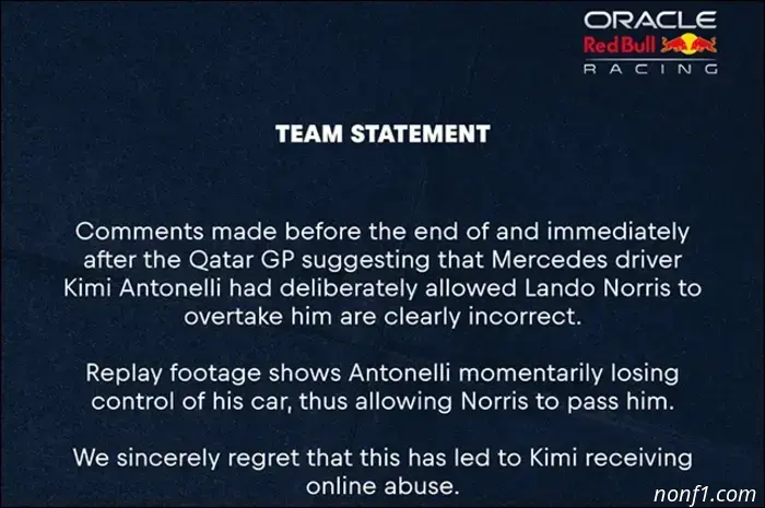 Red Bull se disculpó con Antonelli.