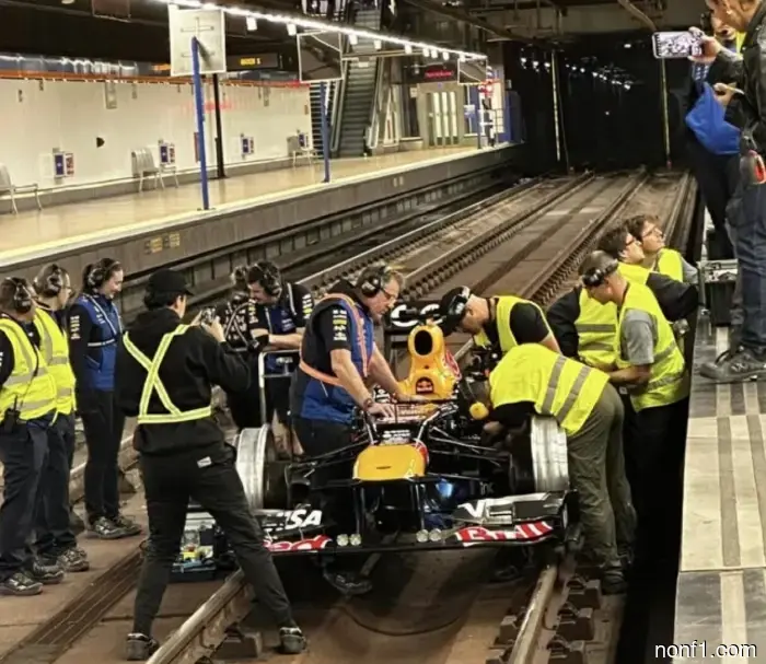 The Red Bull car was seen in... the Madrid metro.