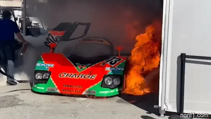 Iconic Mazda 767B Prototype Catches Fire in Laguna Seca Paddock