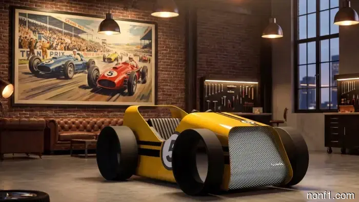 No, this isn't a designer race car bed. It's a designer sim racing setup.
