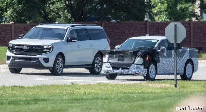 Spotted: Ford's $30,000 Electric Truck Seen Alongside an Expedition