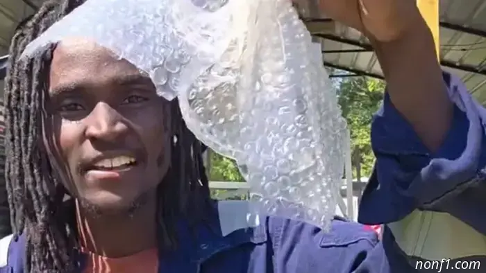 This individual is producing homemade 'gasoline' from recycled plastic and solar energy.