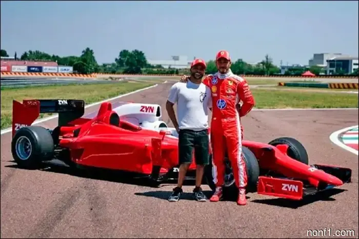 Lewis took his brother for a ride in a three-seater Formula 1.
