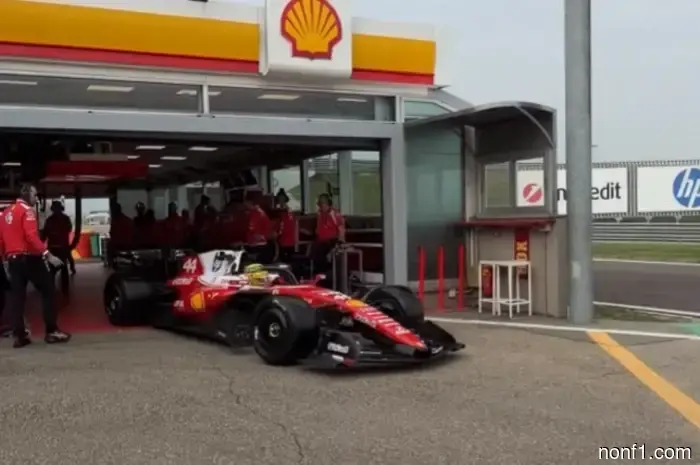 Lewis Hamilton began Pirelli tests in Fiorano.