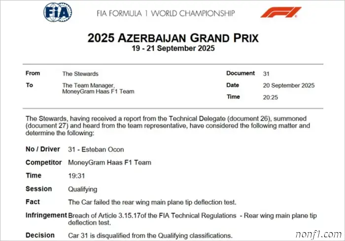 Esteban Ocon ha sido descalificado.