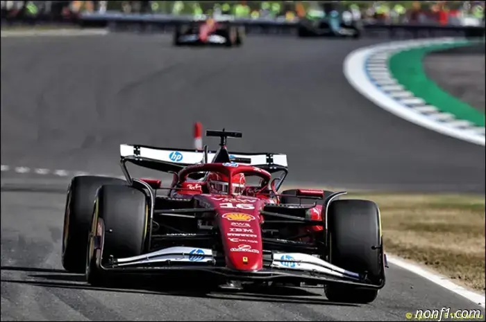 Charles Leclerc leads in Saturday's practice.