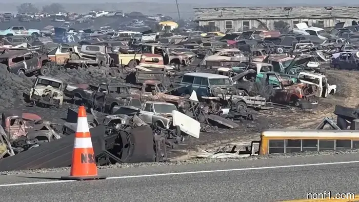 An 8,600-acre wildfire devastates a large salvage yard in Idaho that houses 8,000 vehicles.
