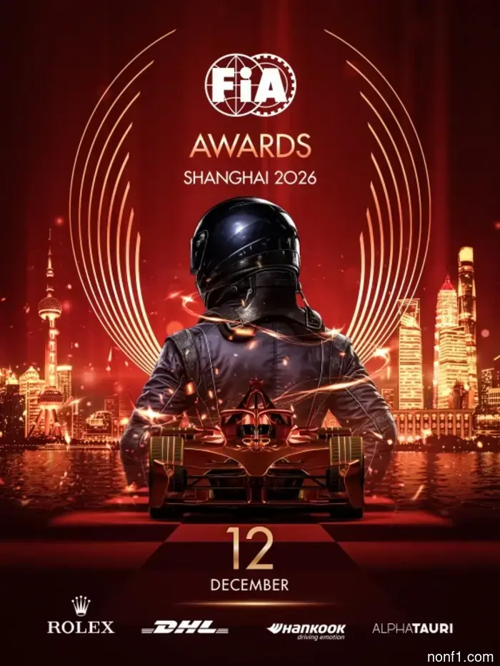 The FIA gala ceremony will take place in Shanghai in December.