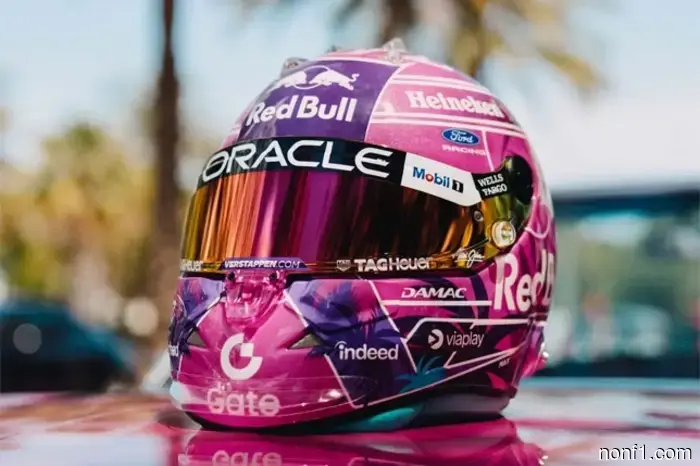 Max Verstappen unveiled the helmet for the Miami Grand Prix.