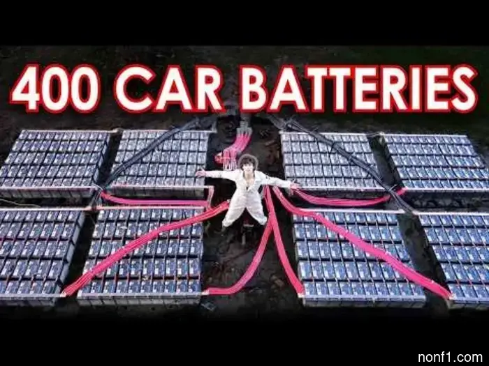 Observe the electrical current from 400 car batteries ignite a suspension spring.