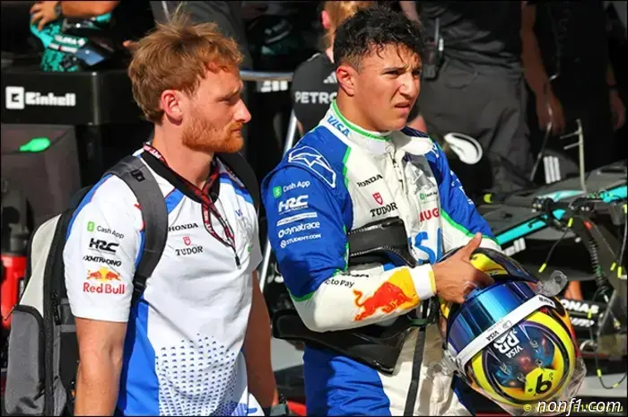 Isaac Hadjar starts from the pit lane.