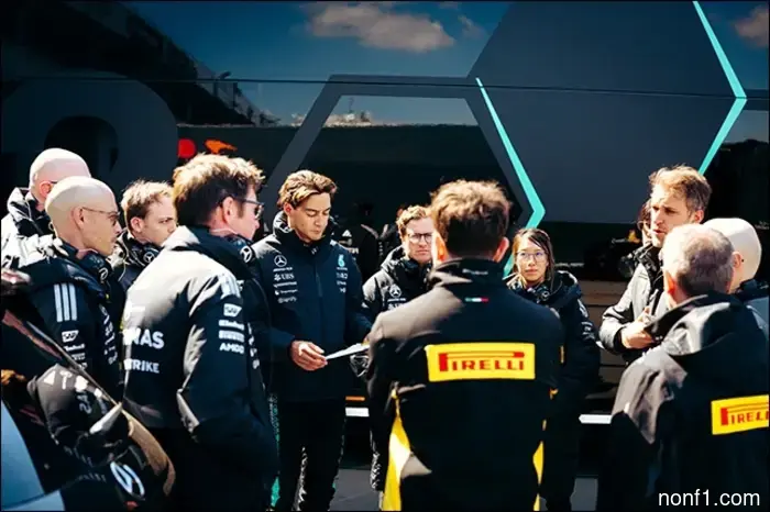 George Russell set the fastest time on the first day of testing.