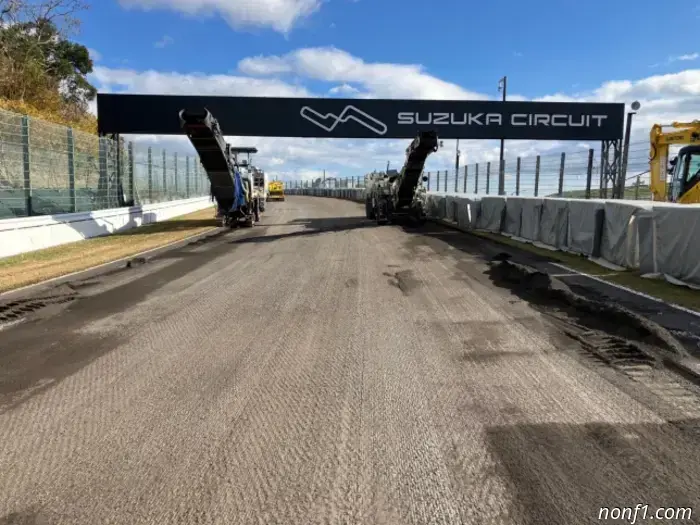 Resurfacing work is underway in Suzuka.