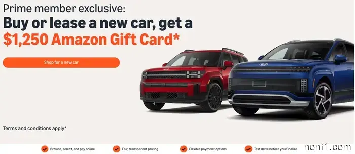 Obtén una tarjeta de regalo de $1,250 si compras un coche real en Amazon.