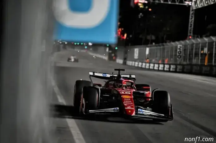 Charles Leclerc topped the times in the first practice in Las Vegas and set the 3rd-best time in the second session, but Lewis Hamilton, his teammate at Ferrari, also said he was happy with the car, although he finished the day 10th.

Charles Leclerc (3rd): "To be honest, I think we are in a pretty good position, although we shouldn't rush to conclusions and need to see how things develop. The Mercedes drivers look very strong, and McLaren and Red Bull are also contenders for the top spots, so the fight promises to be intense.
I just hope we can build on what we achieved today and try to fight for pole on Saturday. But I consider Friday's outcome quite positive, because we are capable of a good pace. In preparing for qualifying we need to try to anticipate what the track conditions will be like tomorrow so we can start the day correctly, but I have a fairly clear idea of the direction we need to work on the car to try to achieve further improvements."

Lewis Hamilton (10th): "Overall the impressions after the session are fairly normal, though they were already pretty good after the first practice, even though I didn't manage to do a quick lap, and the same happened in the second practice.
For the second practice we were able to improve the setup, and I was especially good in the first sector, but unfortunately the session was interrupted several times by yellow and red flags. However, everyone was on an equal footing, and I was able to gather enough information, so I'm feeling ready to fight tomorrow.
Of course it was very slippery at the start of the first session, but the track surface improved quickly — we'll see what it's like tomorrow. It's certainly very cold here, but there are lots of fans in the stands, although it wouldn't have hurt them to bring some hand warmers.
All in all it's not bad, I'm happy with the car and I don't think we'll need to make any major setup changes in the build-up to tomorrow."