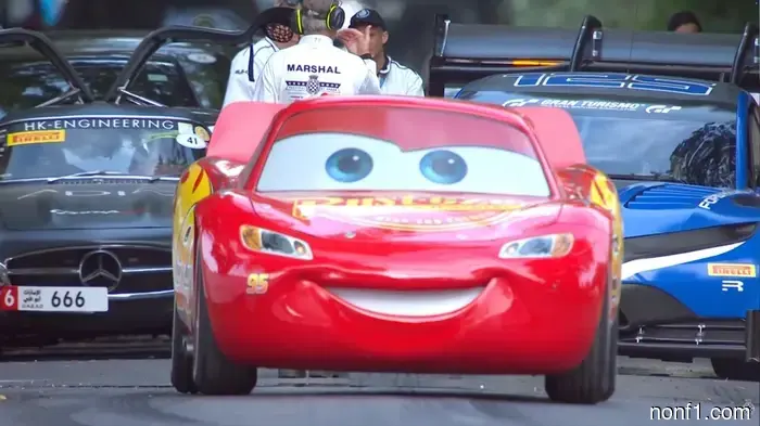 Ka-Chow! Lightning McQueen has just sped up the Goodwood Hill Climb.