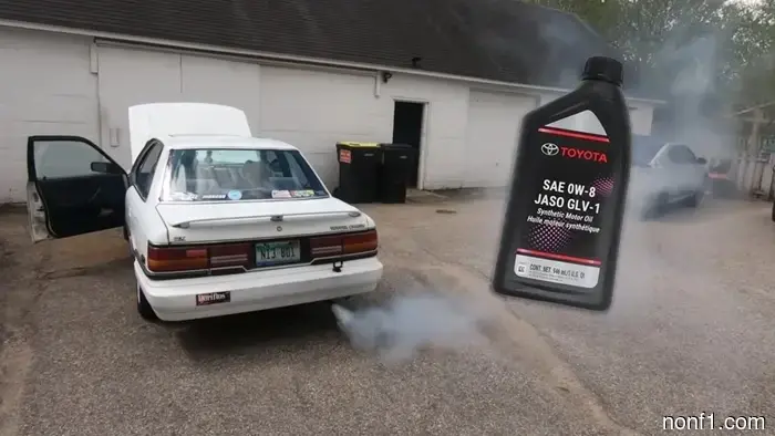 Using 0W-8 oil in a Toyota Camry with 330,000 miles leads to excessive oil consumption.