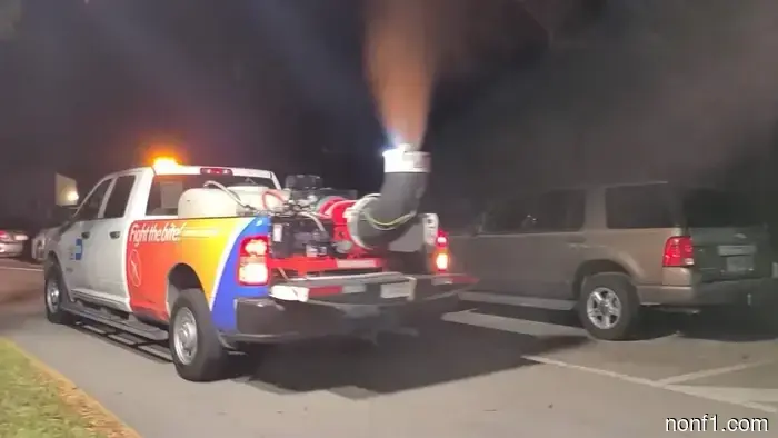 These trucks are designed specifically to disperse fog to eliminate mosquitoes.