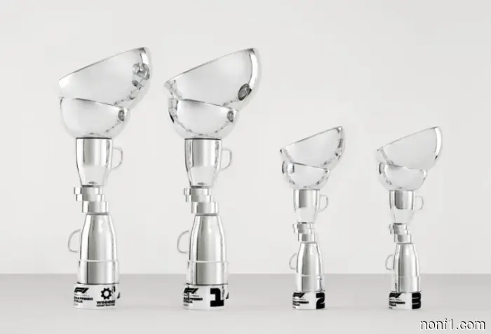 The company Pirelli showcased the trophies for the Italian Grand Prix.