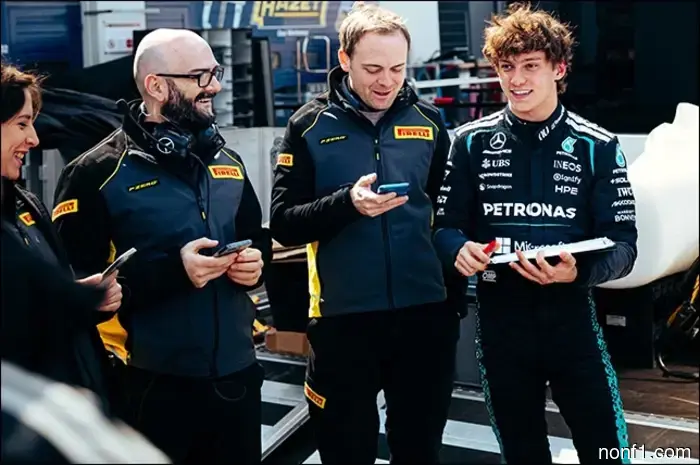 Kimi Antonelli leads on the second day of testing.