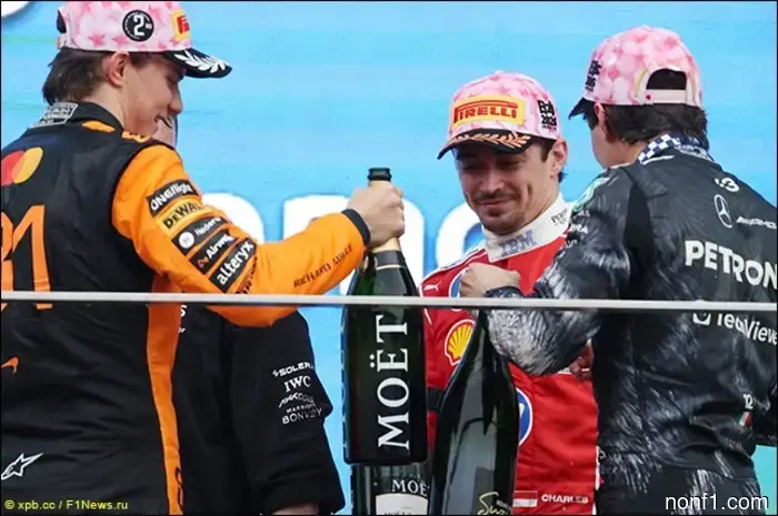 Kimi was given real champagne on the podium.